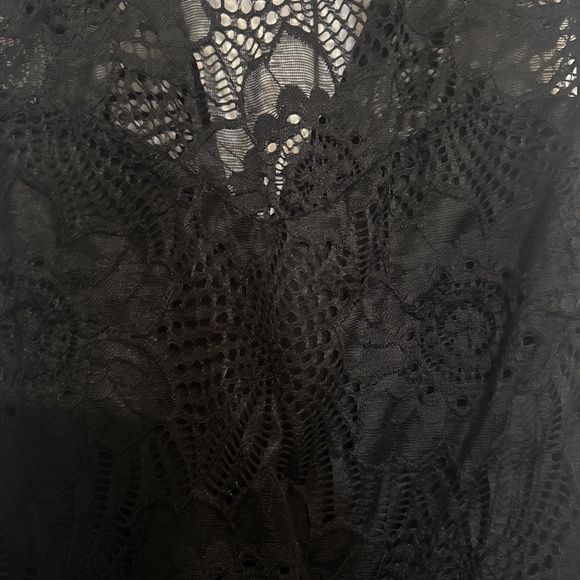 La Maison Simons midi black laced dress with navy metallic floral pattern dress - Picture 4 of 5